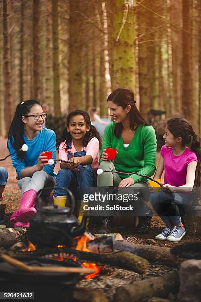 group of children on a field trip - girl guide association stock pictures, royalty-free photos & images