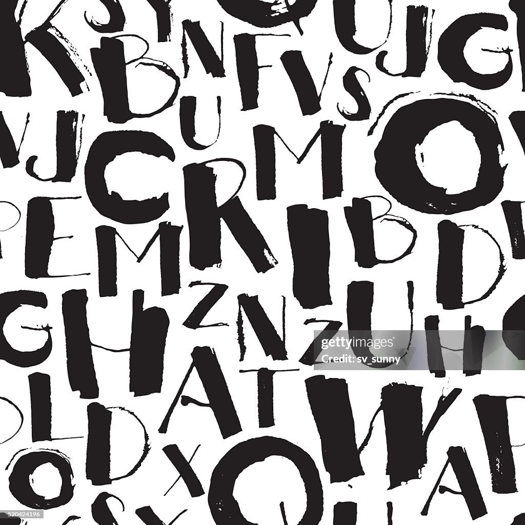 Calligraphy Letters Pattern Handwritten Calligraphy And Lettering Seamless Pattern High-Res Vector ...