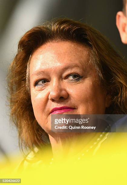 Gina Rinehart watches on during day five of the Australian Swimming Championships at the South Australian Aquatic & Leisure Centre on April 11, 2016...