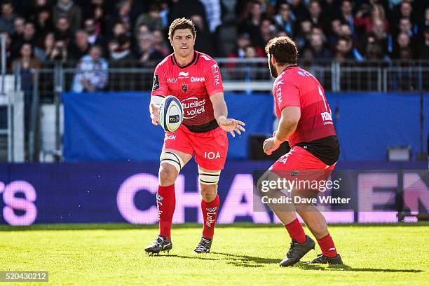 Juan Smith of Toulon during the European Rugby Champions Cup Quarter Final between Racing 92 v RC Toulon at Stade Yves Du Manoir on April 10, 2016 in...