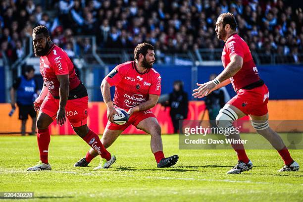 Florian Fresia of Toulon during the European Rugby Champions Cup Quarter Final between Racing 92 v RC Toulon at Stade Yves Du Manoir on April 10,...