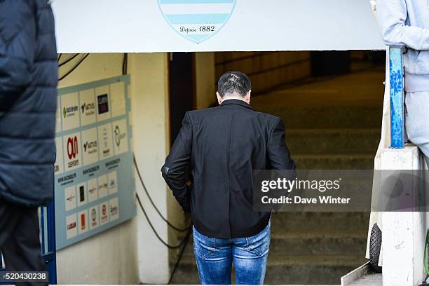 Toulon president Mourad Boudjellal disappears down the tunnel before the European Rugby Champions Cup Quarter Final between Racing 92 v RC Toulon at...