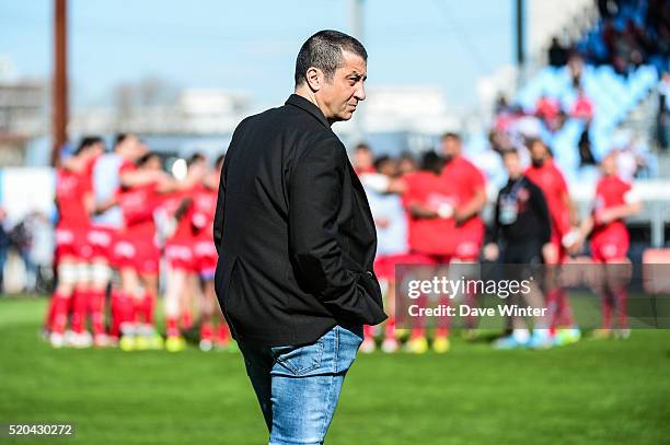 Toulon president Mourad Boudjellal before the European Rugby Champions Cup Quarter Final between Racing 92 v RC Toulon at Stade Yves Du Manoir on...