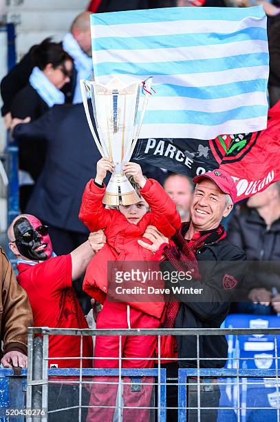 Racing 92 and Toulon fans before the European Rugby Champions Cup Quarter Final between Racing 92 v RC Toulon at Stade Yves Du Manoir on April 10,...