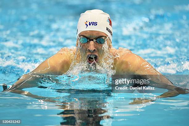 Travis Mahoney of Australia competes in the Men's 200 metre Individual Medley during day five of the Australian Swimming Championships at the South...