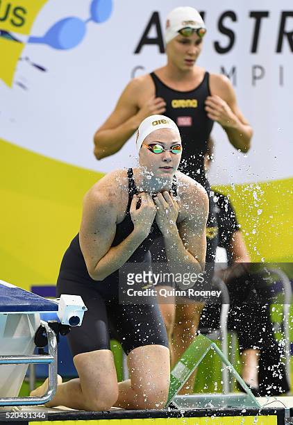 Cate Campbell of Australia prepares to race in the Women's 100 Metre Frrestyle Semi Final during day four of the Australian Swimming Championships at...