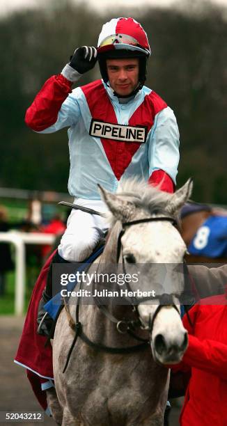 Timmy Murphy and Sixo return after landing The Sporting Index Beginners Steeple Chase Race run at Chepstow Racecourse on January 21, 2005 in...