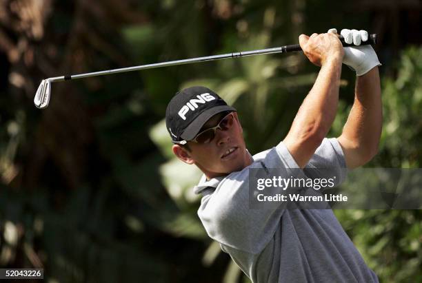 Louis Oosthuizen of South Africa tees off on the third hole during the second round of the South African Airways Open at Durban Country Club on...