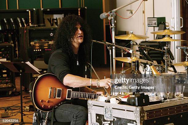 Guitarist Slash of Velvet Revolver records the charity cover of Eric Clapton's "Tears In Heaven" Tsunami Relief Single at Whitfield Studios on...