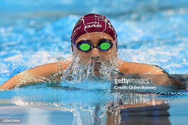 Taylor McKeown of Australia competes in the Women's 200 Metre Breaststroke during day four of the Australian Swimming Championships at the South...