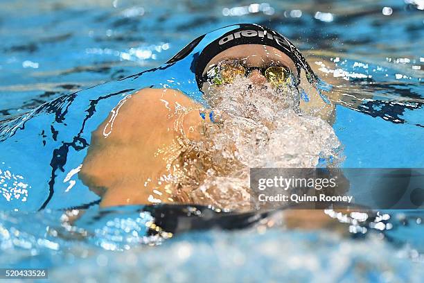 Mitch Larkin of Australia competes in the Men's 200 Metre Backstroke during day four of the Australian Swimming Championships at the South Australian...