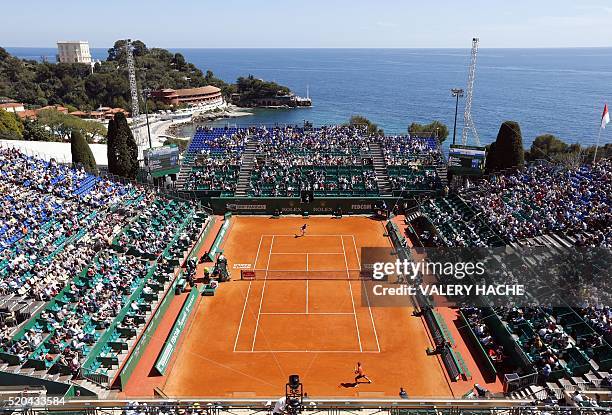 General view shows visitors attending the match between France's Richard Gasquet and Spain's Nicolas Almagro during the Monte-Carlo ATP Masters...