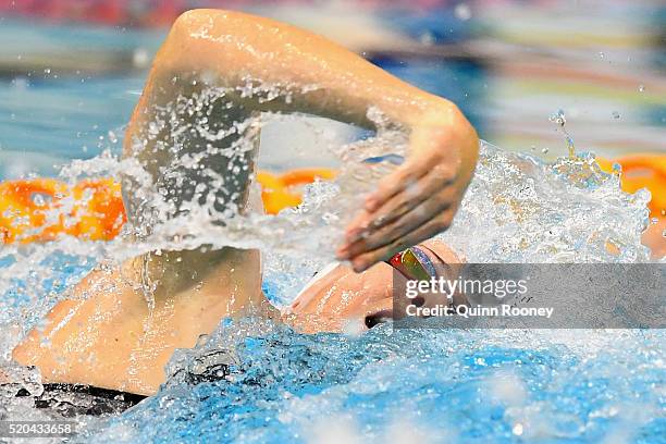 Cate Campbell of Australia competes in the Women's 100 Metre Frrestyle Semi Final during day four of the Australian Swimming Championships at the...