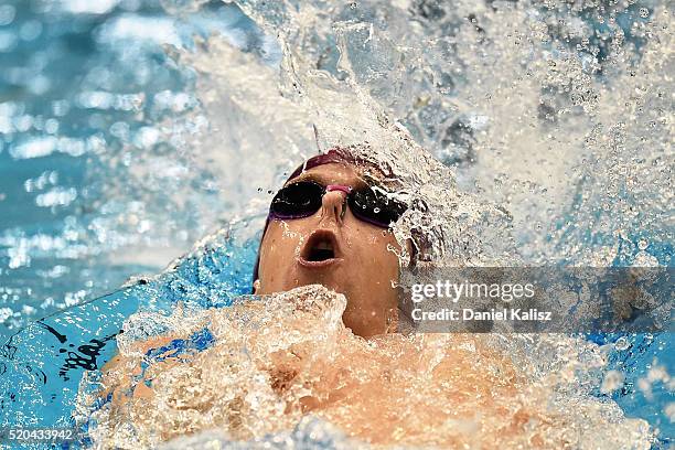 Matson Lawson of Australia competes in the Men's 200 metre Backstroke during day five of the Australian Swimming Championships at the South...