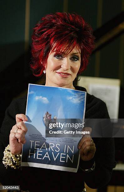 Sharon Osbourne displays the sleeve for the chairty cover of Eric Clapton's "Tears In Heaven" Tsunami Relief Single at Whitfield Studios on January...