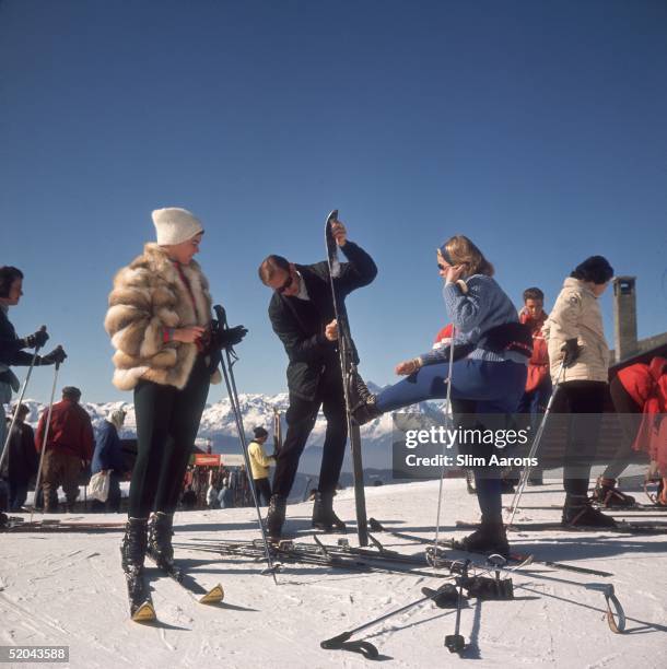 Skiers at Verbier, 1964.