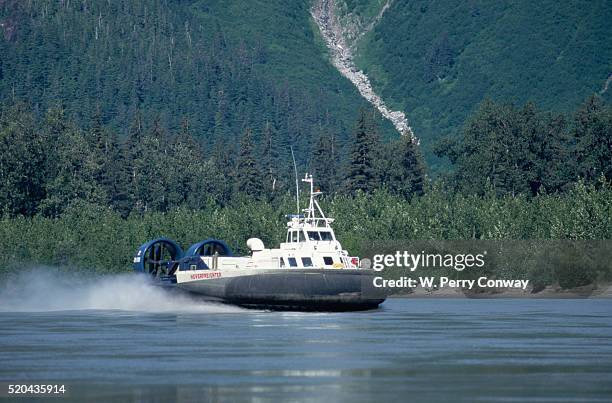 hovercraft on stikine river - stikine river stock pictures, royalty-free photos & images