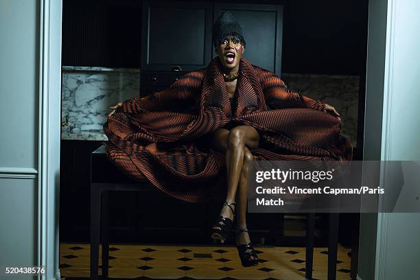 Singer Grace Jones is photographed for Paris Match on March 16, 2016 in Paris, France.