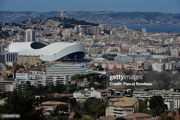 General view of the Stade Vélodrome de Marseille during the French League 1 match between Olympique de Marseille and FC Girondins de Bordeaux at...