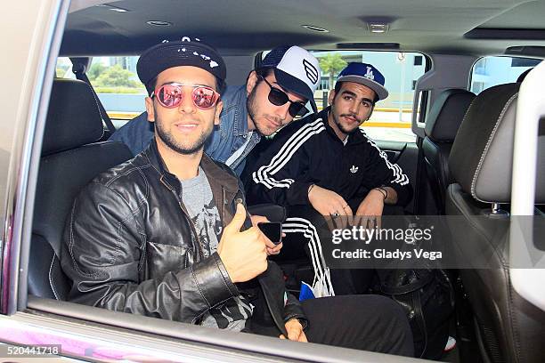 Piero Barone, Gianluca Ginoble and Ignazio Boschetto of italian pop trio IL Volo are sighted on their arrival to Puerto Rico at Luis Munoz Marin Intl...