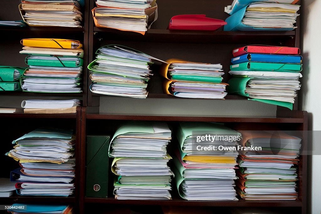 Clients' folders in a lawyer's office