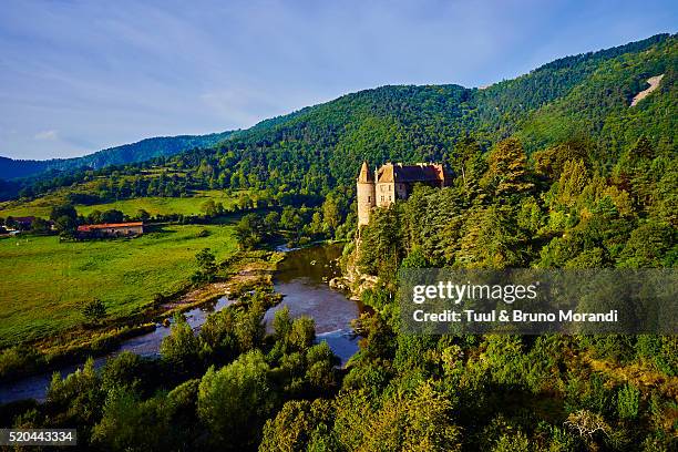 france, haute loire, lavoute polignac castle on the loire river - haute loire stock pictures, royalty-free photos & images
