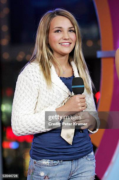 Actor Jamie Lynn Spears makes an appearance on MTV's Total Request Live on January 21, 2005 in New York City.