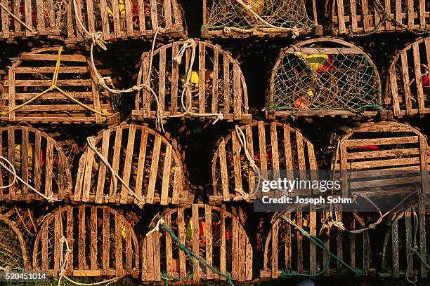 stack of lobster traps - ニューハーバー ストックフォトと画像