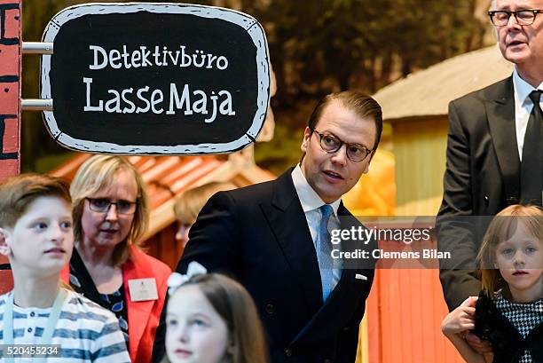 Prince Daniel of Sweden attends the opening of the exhibition 'Frech, wild & wunderbar - schwedische Kinderbuchwelten' at the Swedish Embassy on...