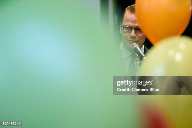 Prince Daniel of Sweden attends the opening of the exhibition 'Frech, wild & wunderbar - schwedische Kinderbuchwelten' at the Swedish Embassy on...