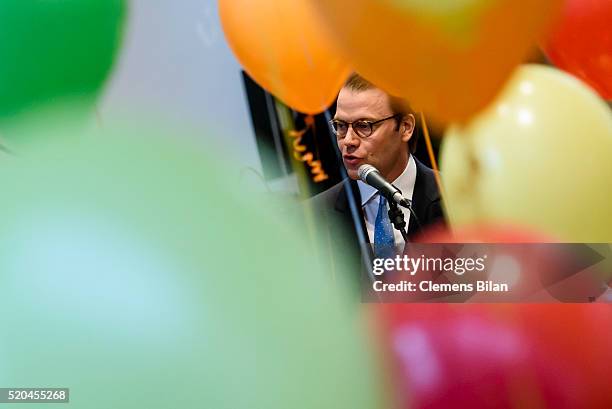 Prince Daniel of Sweden attends the opening of the exhibition 'Frech, wild & wunderbar - schwedische Kinderbuchwelten' at the Swedish Embassy on...