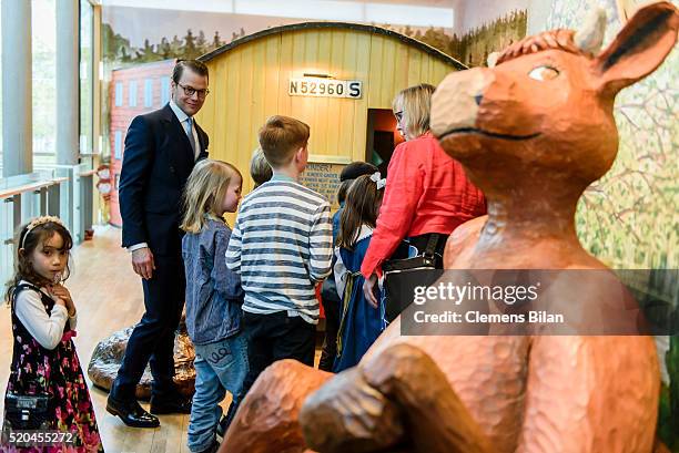 Prince Daniel of Sweden attends the opening of the exhibition 'Frech, wild & wunderbar - schwedische Kinderbuchwelten' at the Swedish Embassy on...