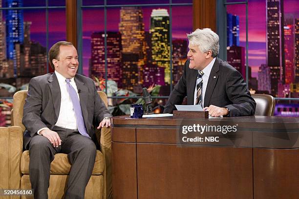 Episode 3146-- Pictured: Former White House Press Secretary Scott McClellan during an interview with host Jay Leno on May 16, 2006 --