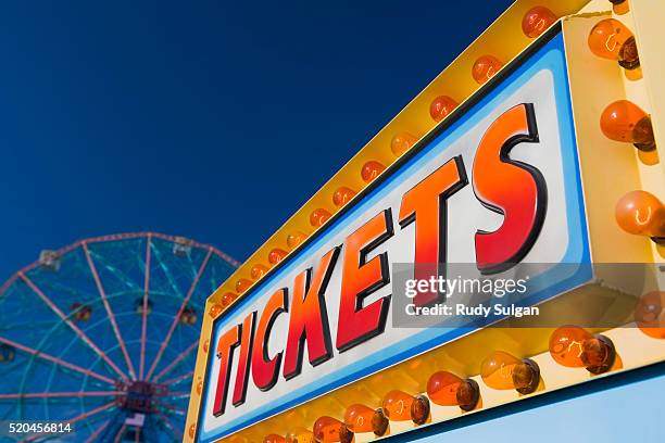ticket booth sign at astroland - astroland amusement park stock pictures, royalty-free photos & images