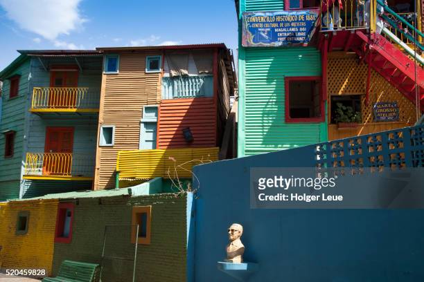 colorful buildings of el caminito street in la boca district - buenos aires art stock pictures, royalty-free photos & images