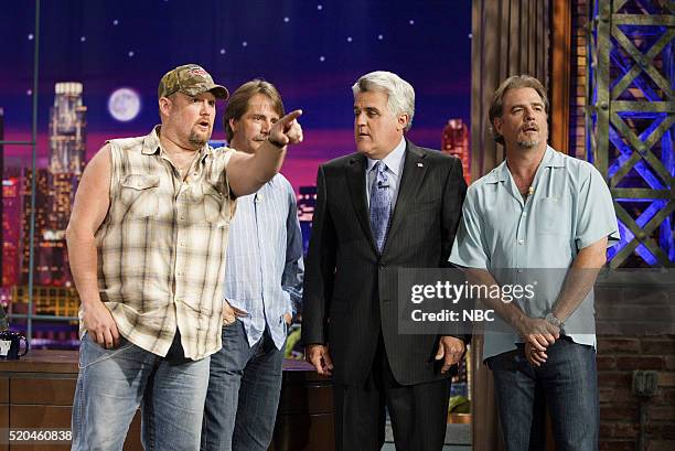 Episode 3156-- Pictured: Comedians Larry the Cable Guy, Jeff Foxworthy, host Jay Leno and comedian Bill Engvall on June 6, 2006 --