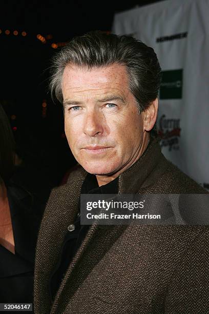 Actor Pierce Brosnan arrives at the Matador Premiere Party at Easy Street Brasserie during the 2005 Sundance Film Festival on January 21, 2005 in...