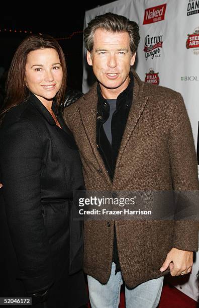 Actor Pierce Brosnan and his wife Keely Shaye-Smith arrive at the Matador Premiere Party at Easy Street Brasserie during the 2005 Sundance Film...