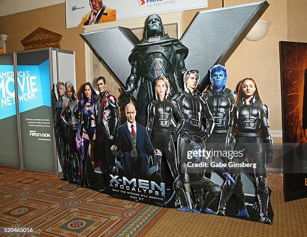 Display for the movie "X-Men: Apocalypse" at CinemaCon at Caesars Palace on April 11, 2016 in Las Vegas, Nevada.