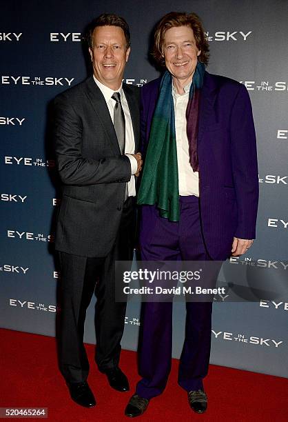 Director Gavin Hood and writer Guy Hibbert attend the UK premiere of Eye In The Sky at The Curzon Mayfair on April 11, 2016 in London, England.