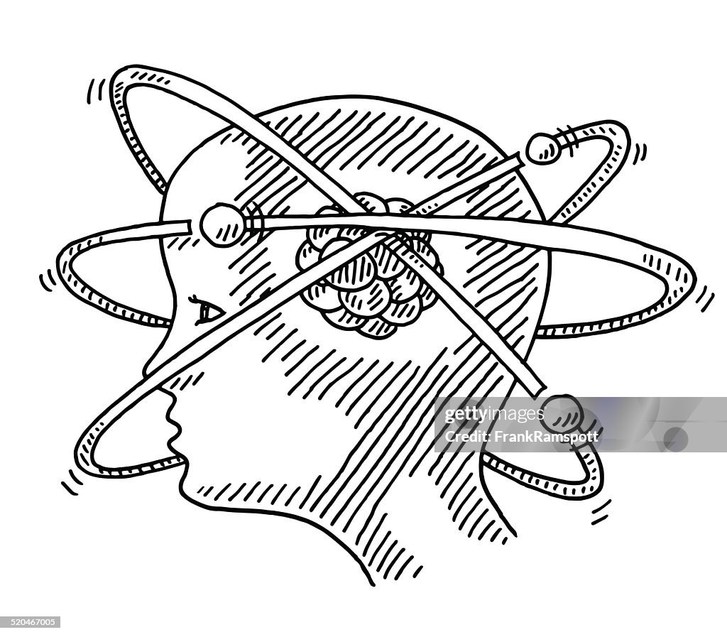 Atom Molecule Science Head Concept Drawing