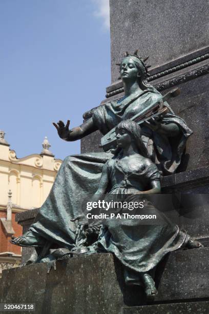 detail of adam mickiewicz monument - bronze statue stock pictures, royalty-free photos & images