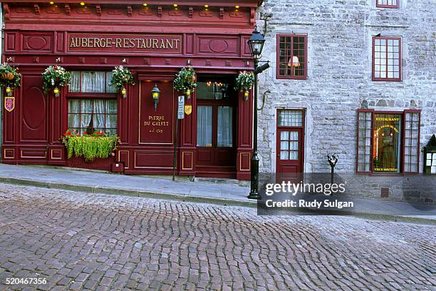 restaurant in old montreal - city road stock pictures, royalty-free photos & images
