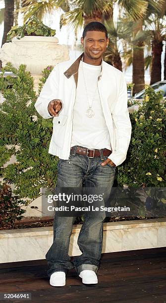 Singer Usher is seen at the Palais des Festivals during the 39th MIDEM International Music Market on January 21, 2005 in Cannes, France. The event is...