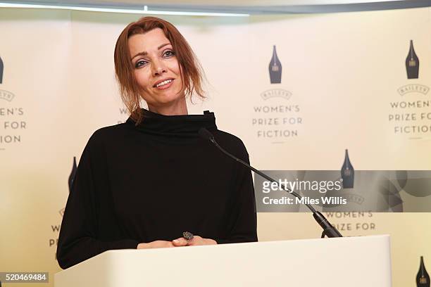 Elif Shafak announces the Baileys Women's Prize for Fiction 2016 Shortlist at Royal Festival Hall, Southbank Centre on April 11, 2016 in London,...