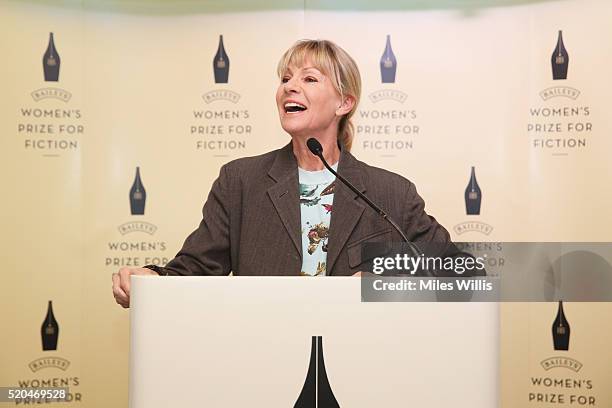 Kate Mosse at the Baileys Women's Prize for Fiction 2016 Shortlist at Royal Festival Hall, Southbank Centre on April 11, 2016 in London, England.