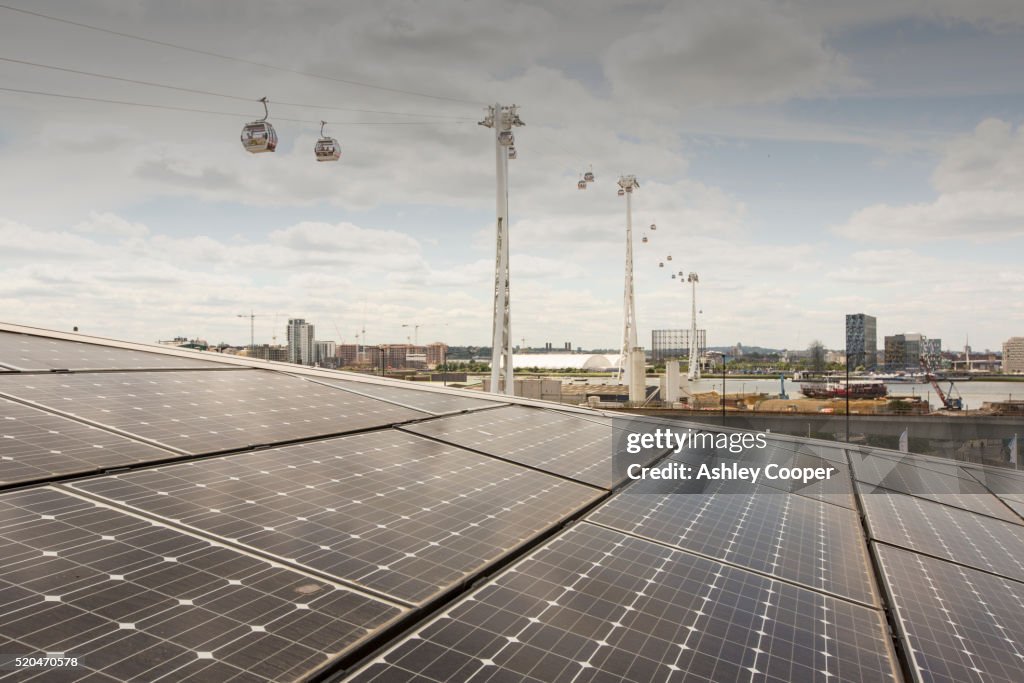 Solar PV panels on the roof of the Crystal building