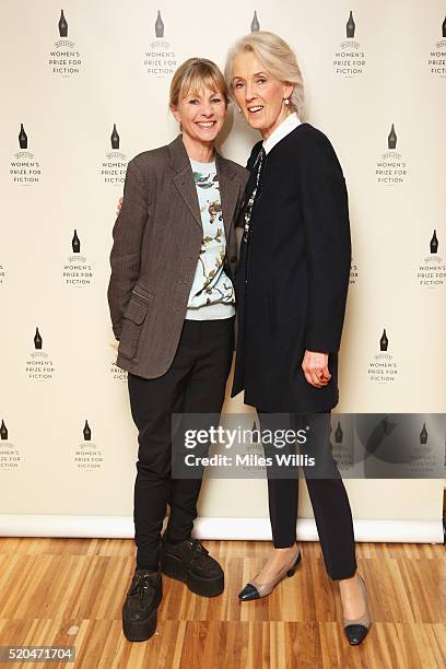 Kate Mosse and Joanna Trollope attend the Baileys Women's Prize for Fiction 2016 Shortlist at Royal Festival Hall, Southbank Centre on April 11, 2016...