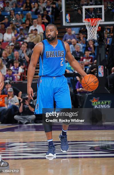 Raymond Felton of the Dallas Mavericks brings the ball up the court against the Sacramento Kings on March 27, 2016 at Sleep Train Arena in...