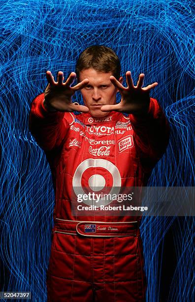 Scott Dixon of New Zealand driver of the Target Chip Ganassi Racing Toyota Panoz in studio during the portrait session of media day of the IRL...